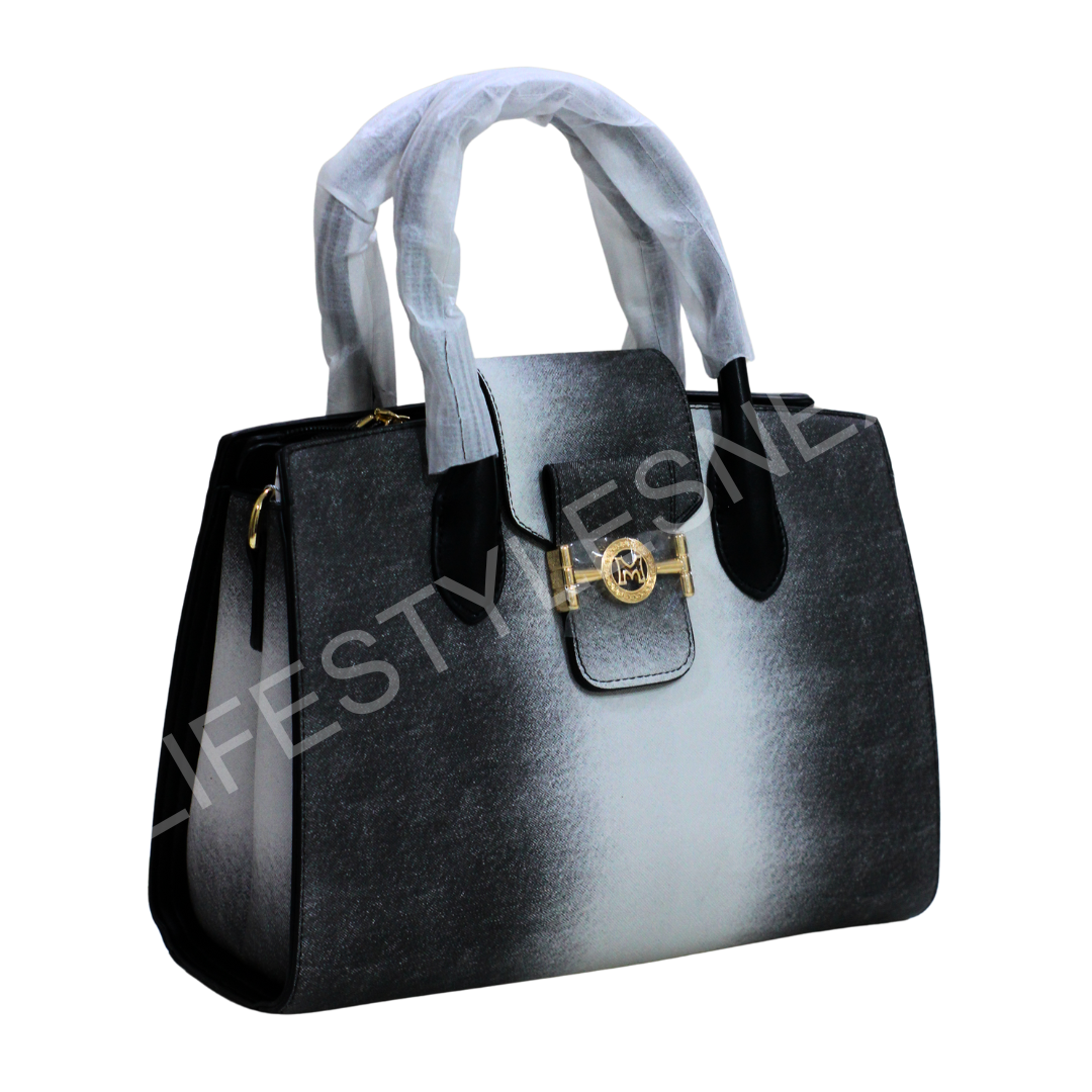 Elegant Ombre Handbag – Premium Leather Tote with Gold Accent Lock | Women’s Fashion Bag