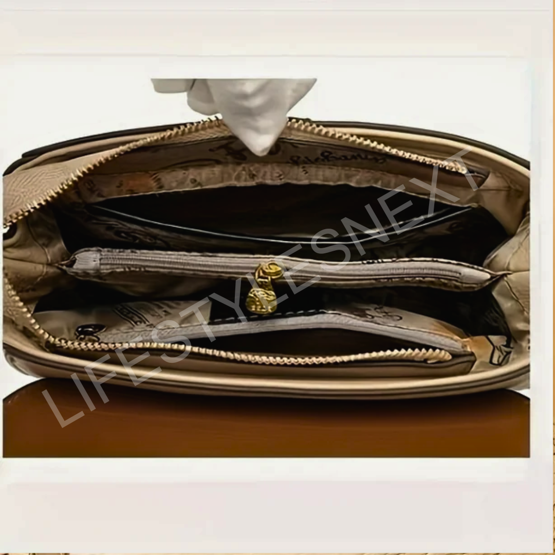 Genuine Leather Retro Colorblock Crossbody Bag – Women’s Fashion Essential