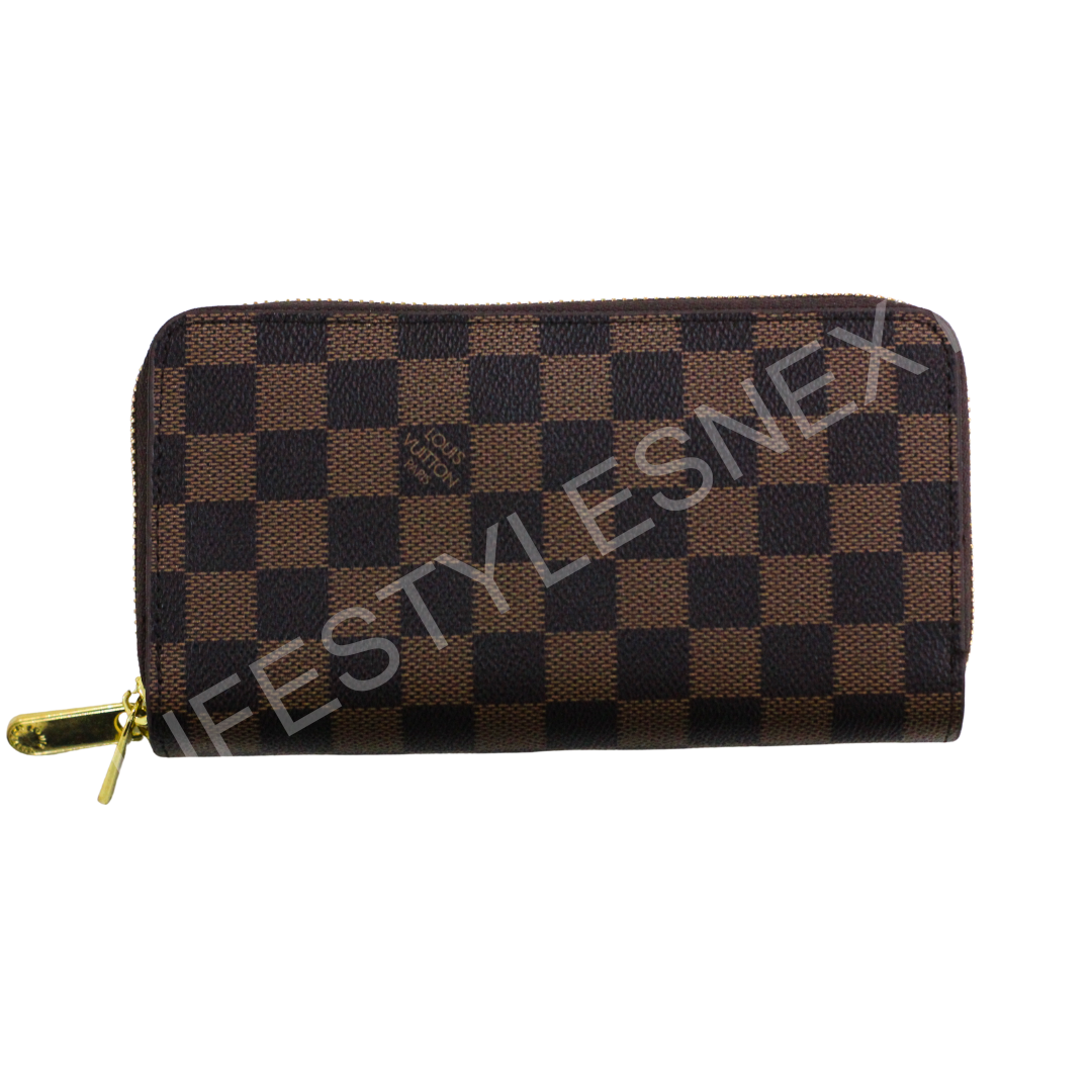 Louis Vuitton Damier Checkered Double Zip Wallet – Brown