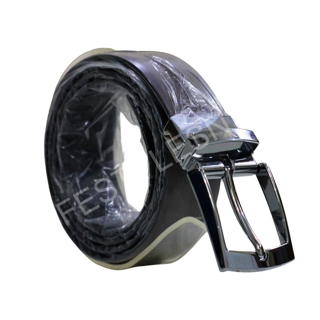 Double-Sided Dotted Formal Men's Leather Belt – Black & Brown | Premium Quality