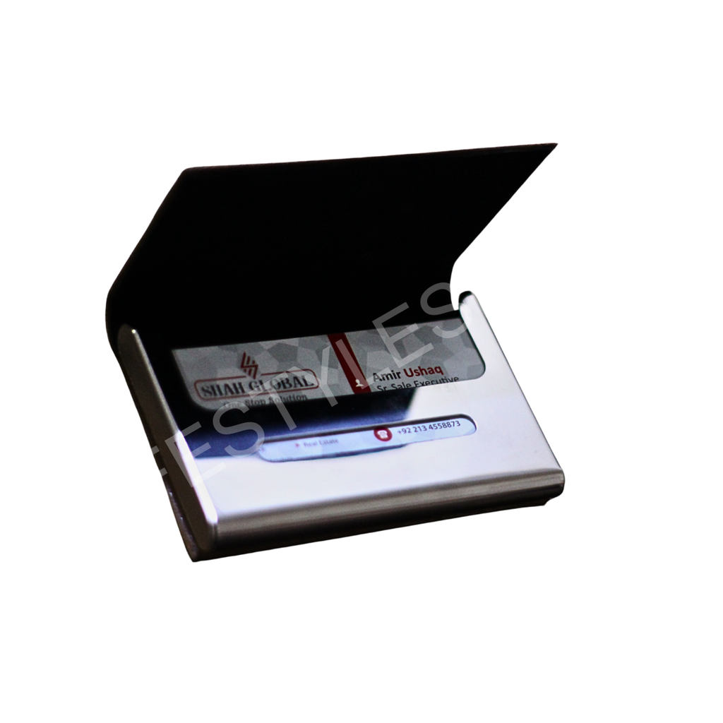 Metal Business Card Holder Wallet – Magnetic Luxury PU Leather & Stainless Steel Case for Men and Women