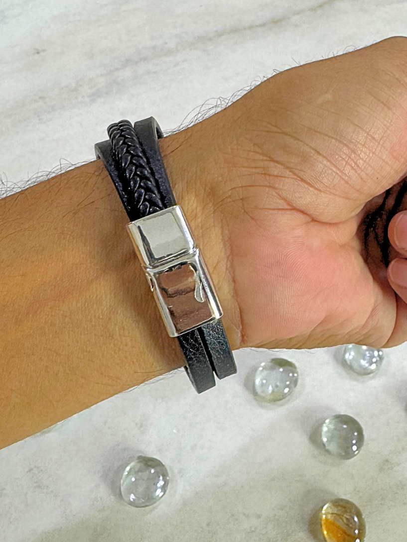 3-Row Leather Bracelet for Men