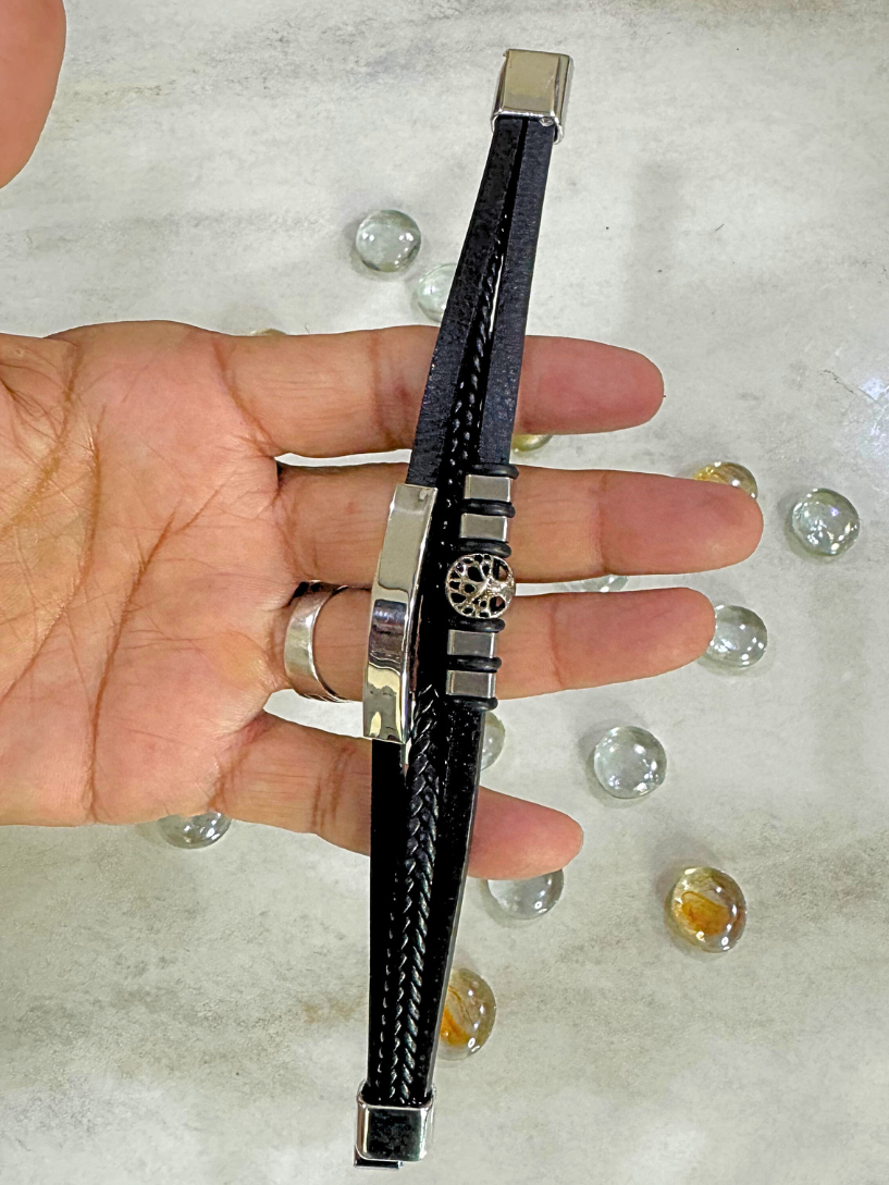 3-Row Leather Bracelet for Men