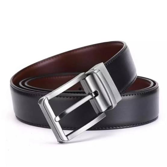 Double-Sided Dotted Formal Men's Leather Belt – Black & Brown | Premium Quality
